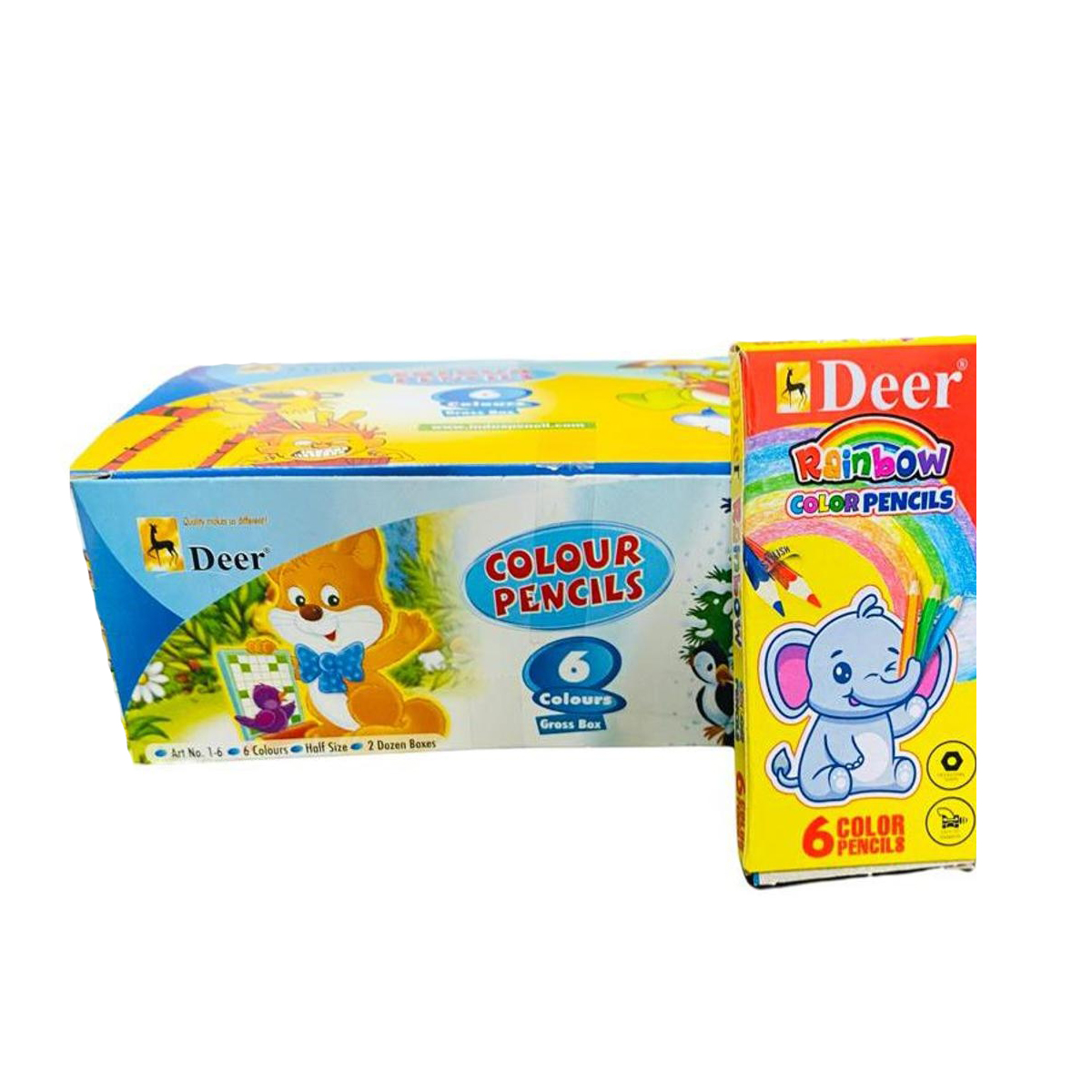 "Deer Pollywood Half Size Color Pencils - 6 Bright Colors in Each ...