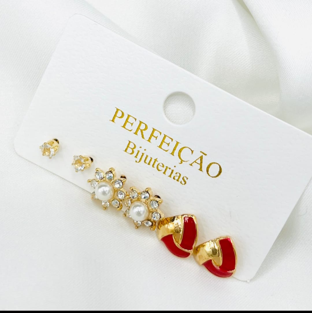 Click4she Pack of Three Fine Jewelery with Cute & Small Design Earrings  for women ladies and girls