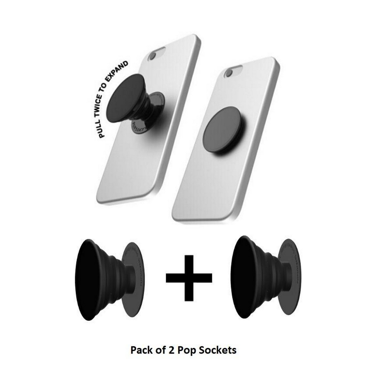 Pack of 2 Pop Sockets - Multi-Function Holder Expanding Stand Grip Pop Socket Mount / Mobile Stand For Mobile Smartphones / Tablet / Phone / Feature Phone price in Pakistan
