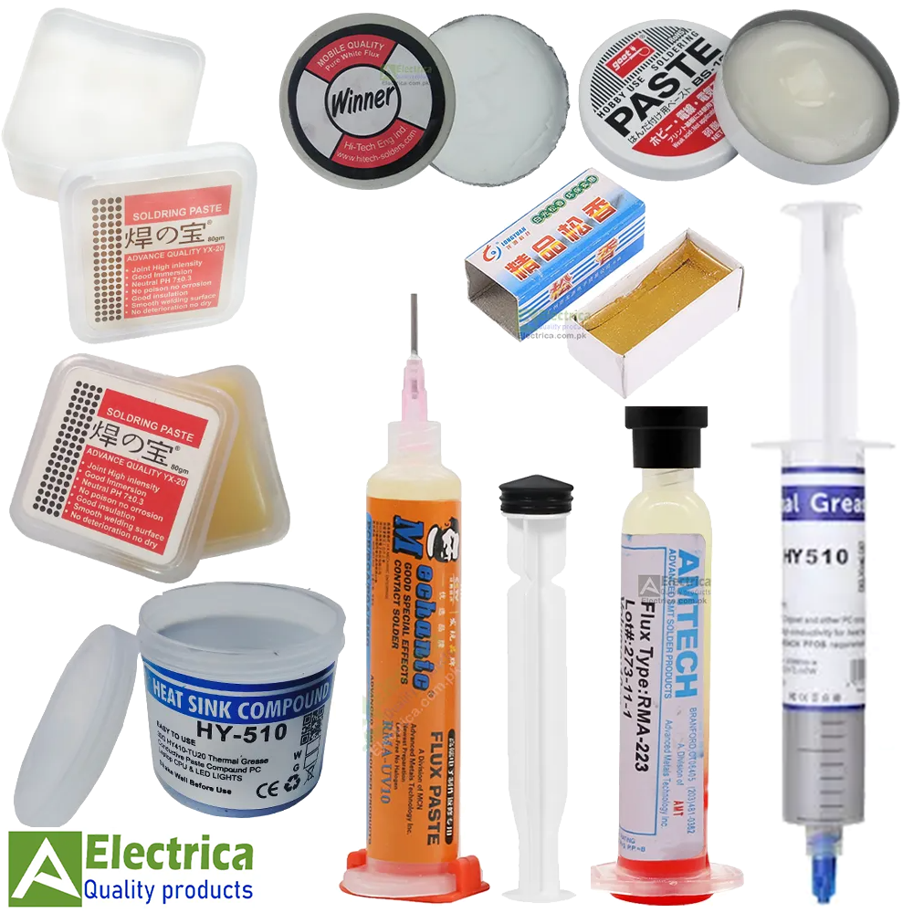 Premium Soldering Flux & Thermal Paste Kit YX-20 80g, RMA-223 10cc Syringe, Broza Flux, White Flux & HY510 Thermal Compound for PCB Repair, Mobile Phone & Laptop Motherboard Repair, Professional Electronics Repair Tools Kit by Electrica