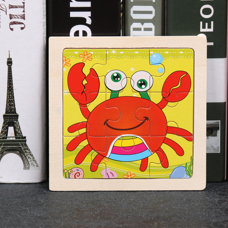 Montessori Wooden Picture Puzzles for Kids — 12 Colourful Animal Boards, 9-Piece Each for Hand-Eye & Problem Solving