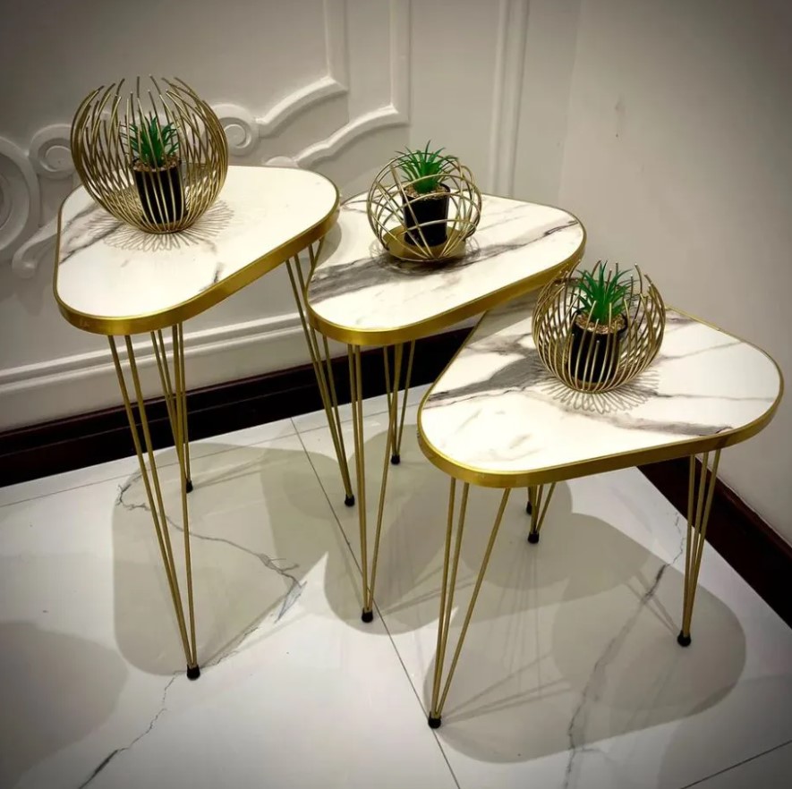 Mexico Present 1 Pcs / Set of 3 Round Coffee Table HIGH Gloss Nesting End Tables - Coffee table - Stool - Accent Tables with Metal Legs for Living Room, Home Office, Nightstands for Bedroom, Sturdy Easy Assembly - 3 Piece Nesting Table set for living Room