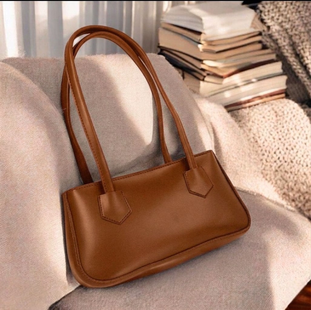 Premium Leather Shoulder Bag for Women - Fashionable Solid Color Underarm Bag & Elegant Handbag, Stylish Ladies Classic Evening Tote Purse