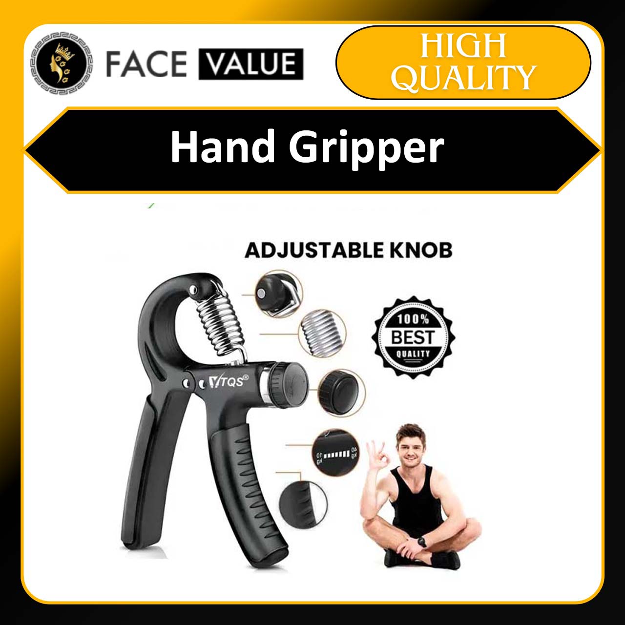 Face Value  Counter 10KG To 60KG Weight Adjustable Professional Counter Hand Gripper for Men & Women | Counter Hand Grip|Finger Exerciser|Power Gripper