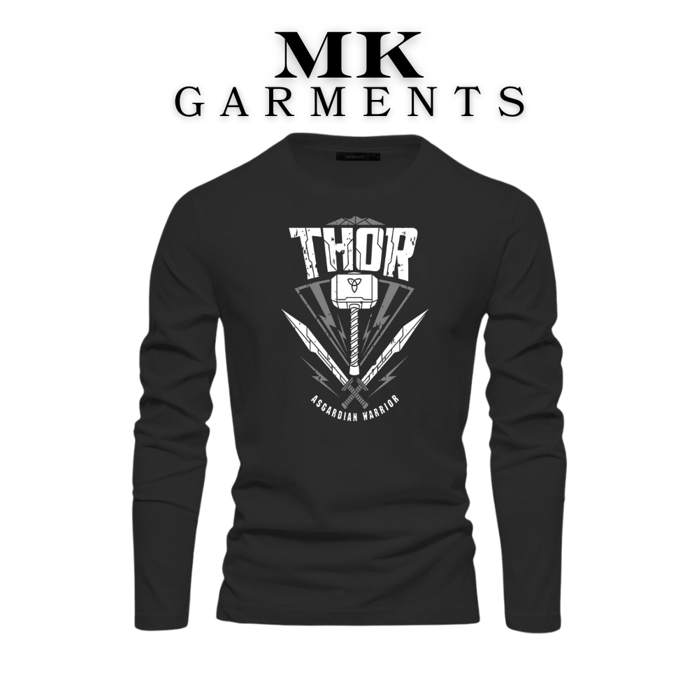 MK Garments - Thor Printed New Trending Desighn  Premium Full Sleeve T-Shirt Round Neck Casual Wear T-Shirt For Mens