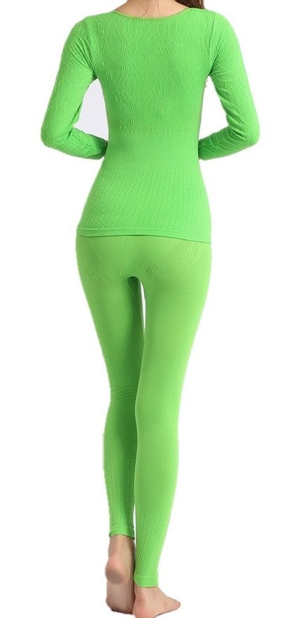 Women's Mid-High Collar Heattech Long Johns Suit Women's Dralon Thermal  Underwear Medium-Thick Heating Seamless round Neck Green - AliExpress