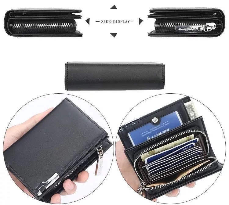Baellery Short Wallet - Premium High-Quality PU Leather Wallet with Secure Zipper, Compact and Stylish Wallet Design for Men and Women