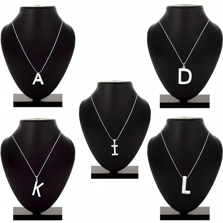 Silver Stainless Steel Alphabet Necklace/Locket/Pendants for Girls, boys, men & Women with Chain - A to Z Your Name Alphabets