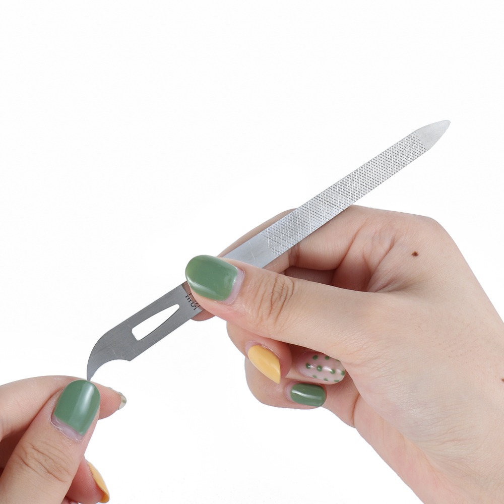 3 in 1 2 Pc Stainless Steel Nail Buffer File Stronge Metal Lime
