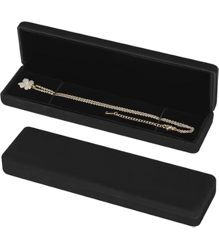 Velvet Empty Bracelet Necklace Pendant Jewelry Box, Small Long Jewelry Watch Gift Box for Proposal, Wedding, Engagement