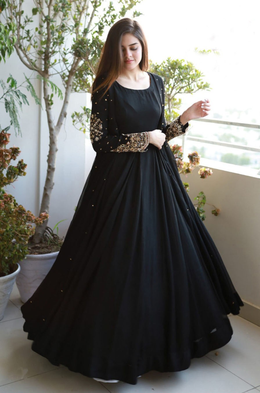 black maxi dress pakistani wedding Daraz Pk For Wedding Party Wear Maxi Dress Wedding Pakistan Fancy Dress Black color