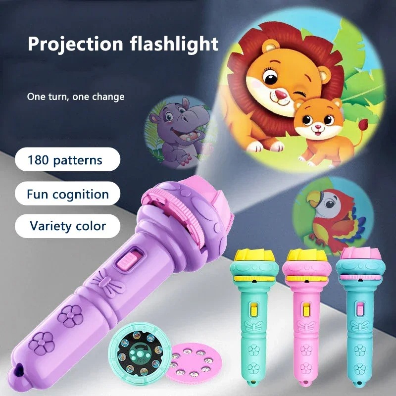 Projector Flashlight for Kids | Animal Picture Projection Torch | Bedtime Story & Educational Light Toy