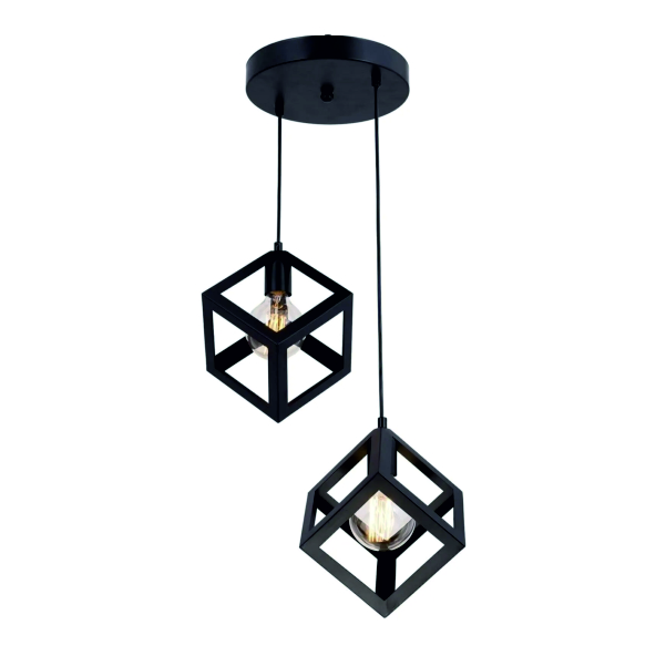 3in1 Base Square Cube Hanging Lamp / 2in1 Base Square Cube Hanging Lamp, Ceiling Lamp, Pendant Lamp, For Home, Office, TV Lounge, Bed Room, Led Light, Led Bulb, Filament Bulb