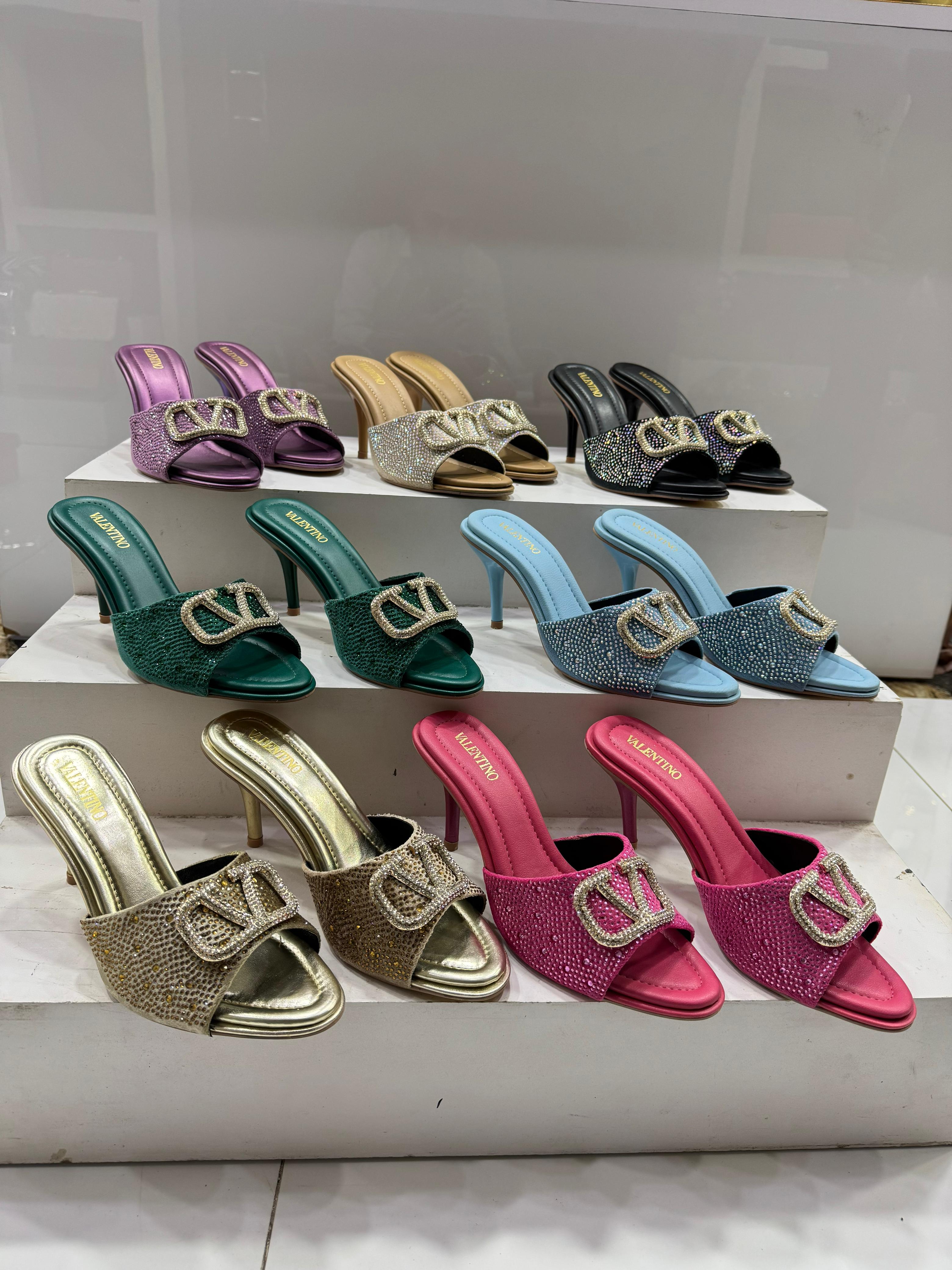 Good Will Most Trending Bridal V Rhinestone Pencil High Heel Sandals For Women