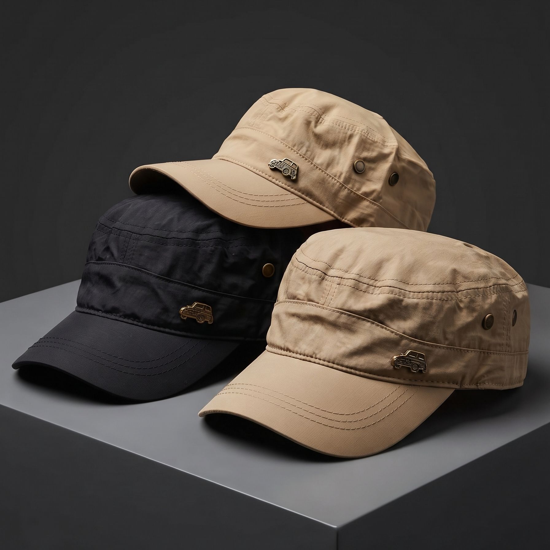 Jeep Cap Unisex Military Patrol Cap  Flat Top Army Style Hat with Metal Car Badge  Adjustable Tactical Cadet Cap for Men & Women