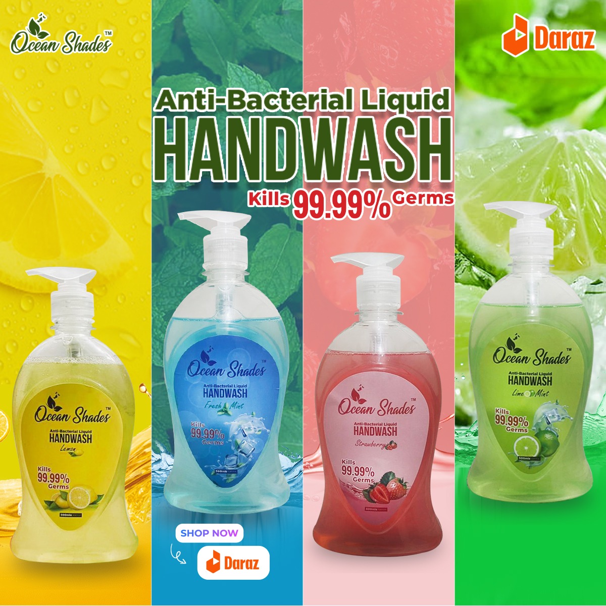 Ocean Shades Antibacterial Handwash with fragrant and refreshing scent