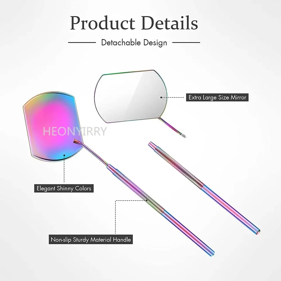Eyelash Mirror Large Makeup Mirror Magnifying Beauty Long Handle Mirror For Checking False Eyelashes Tools Extension Makeup Tool