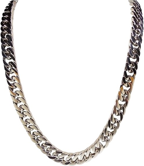 24" Silver Tone Stainless Steel Curb Chain Necklace For Men -Pack 01