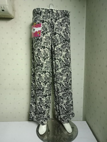 Rufa, Ladies Printed Trousers and pants for all seasons, black and white, cotton blend soft fabric