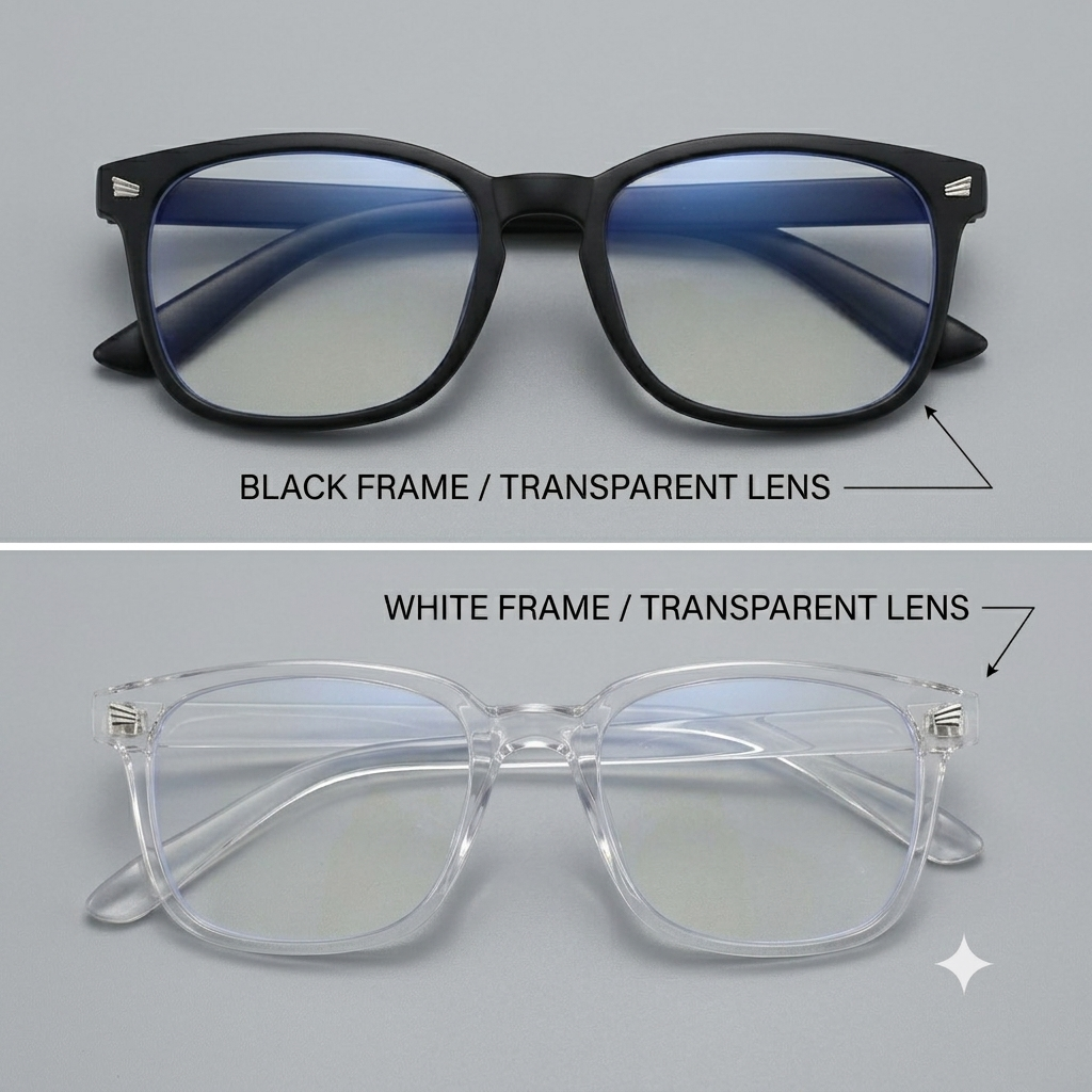 Bestwear.pk Premium Anti-Blue Light Glasses for Girls & Boys - Unisex Stylish Square Frame - Clear Transparent & Black Frames for Men & Women - Computer/Gaming Eyewear