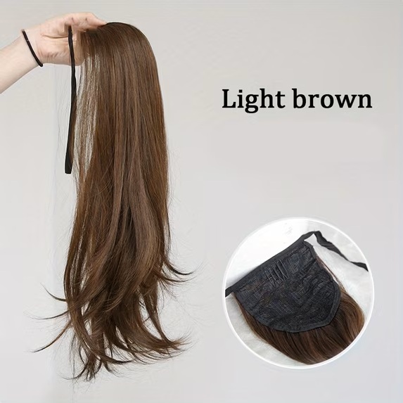Women Hairpiece Long Straight Clip In Ponytail Pony Tail Hair Extension Wig