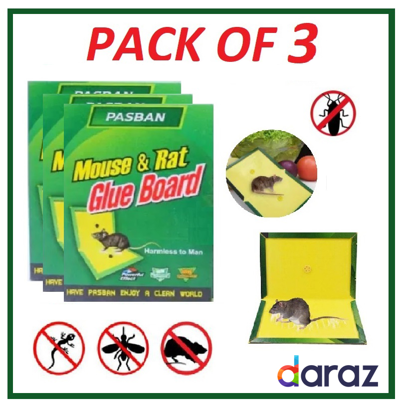 Pack Of 03 Mouse Glue Traps Sticky Mice strong glue Rat Trap Insect ...