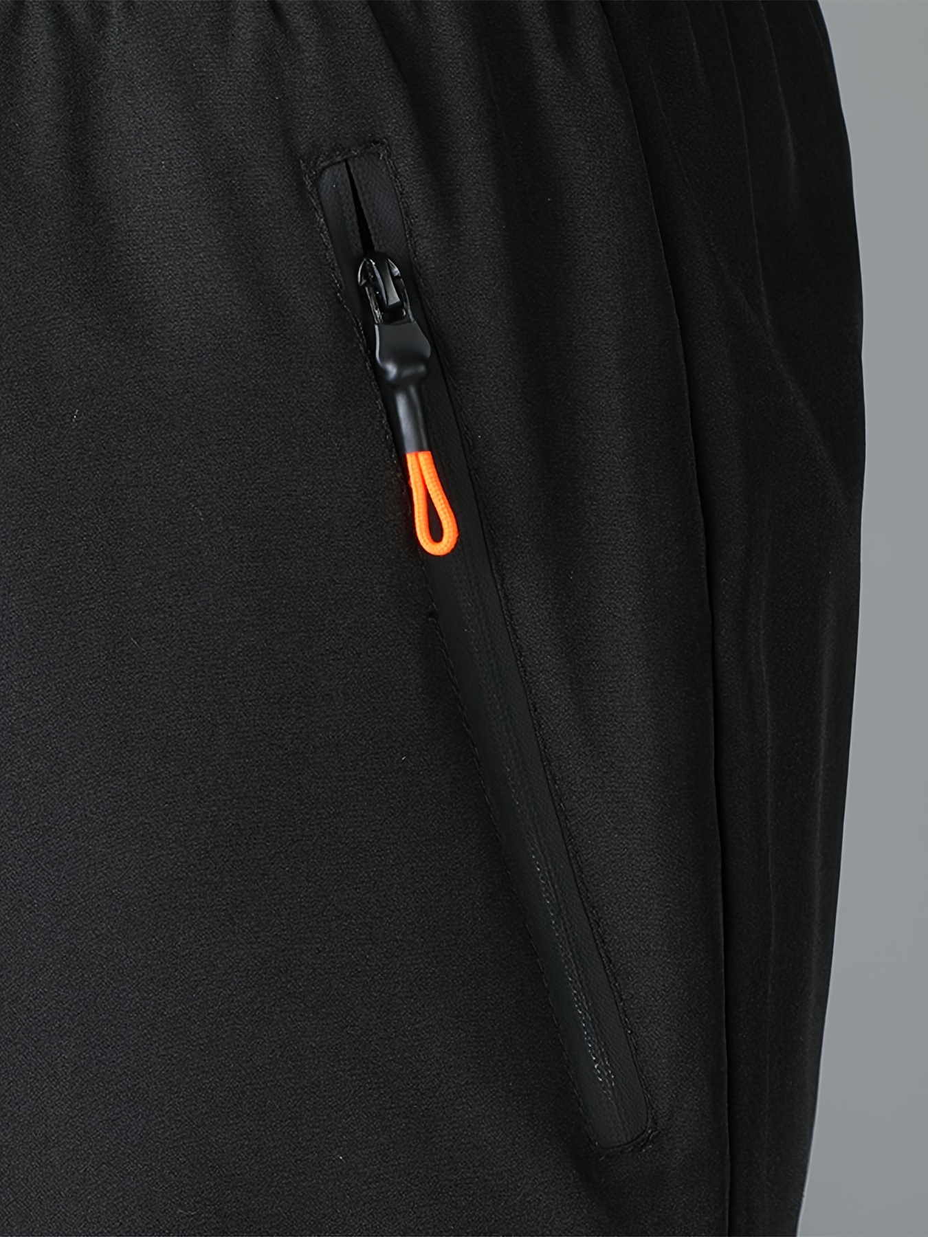 Men's Casual Zipper Pockets Straight Leg Loose Fit Active Shorts Grey