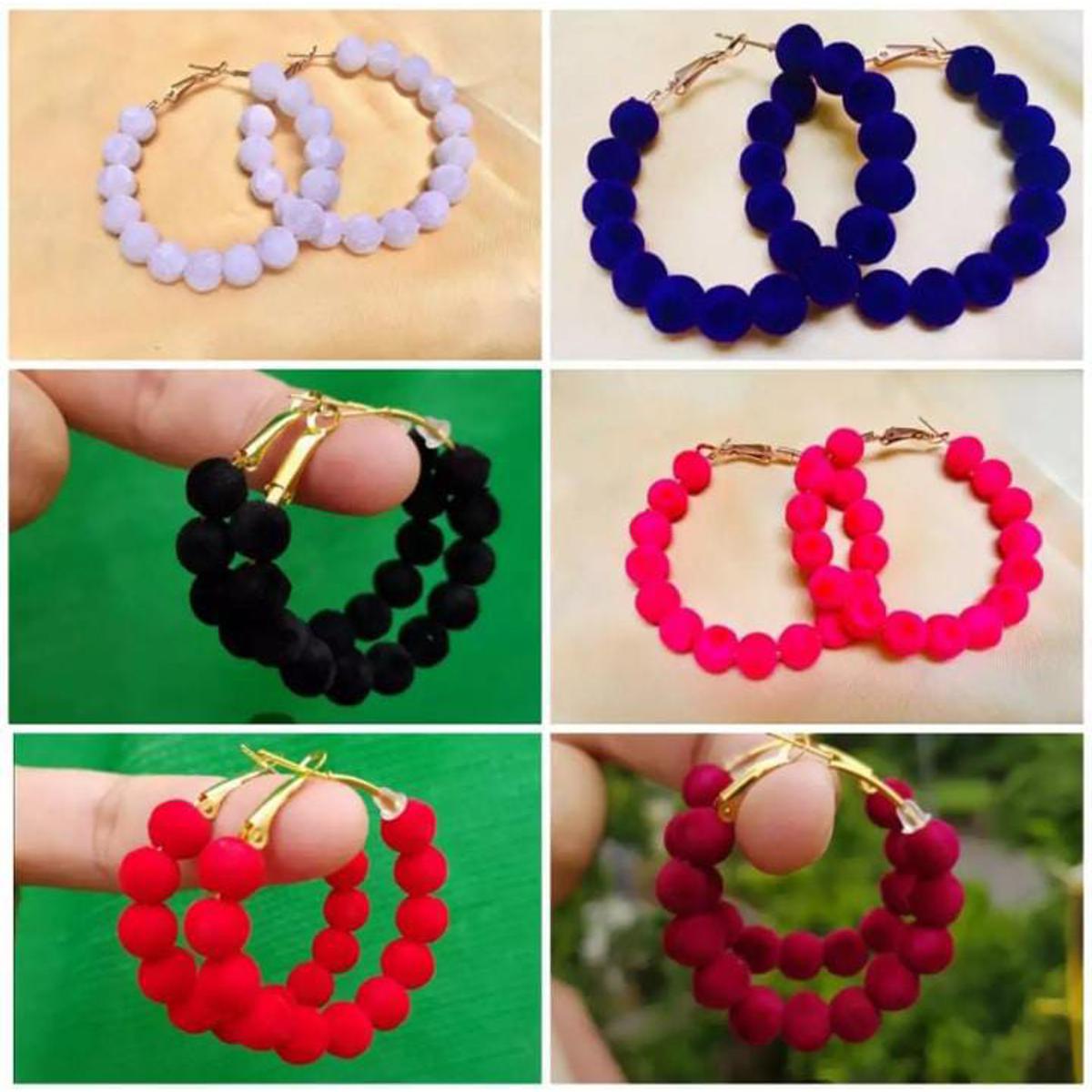 Trendy 4-Color Earrings with Soft Beads for Girls, Women Fashion