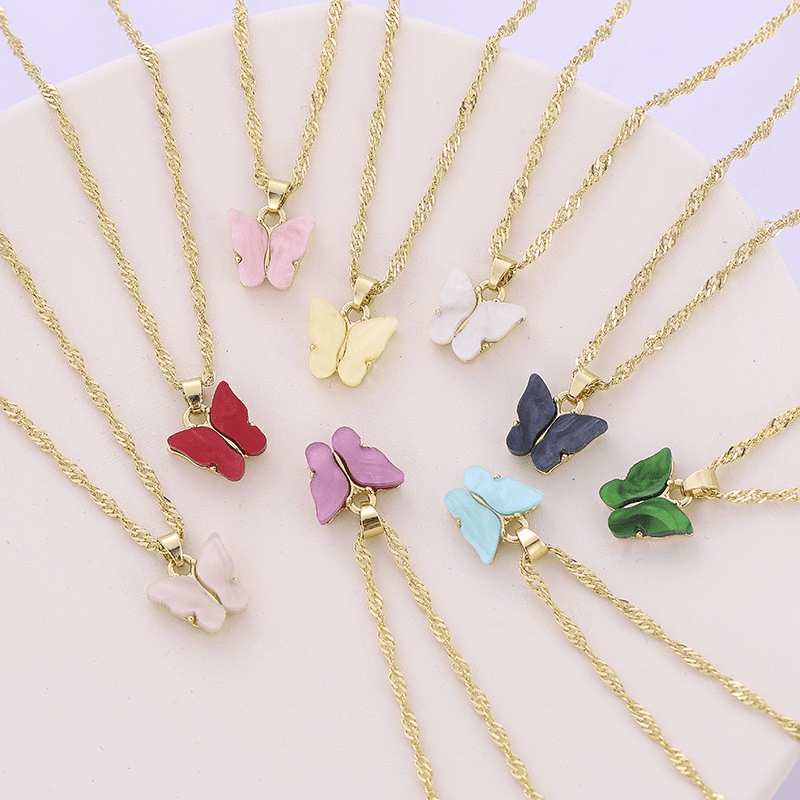 Enacolor Korean Ins Butterfly Necklace Pendant Beauty Girls Colors