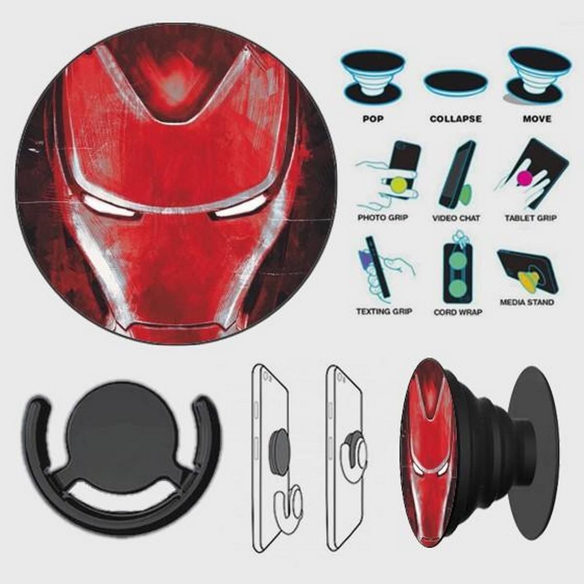 Popsockets Standard Popsocket Iron Man Popsocket Phone Grip With