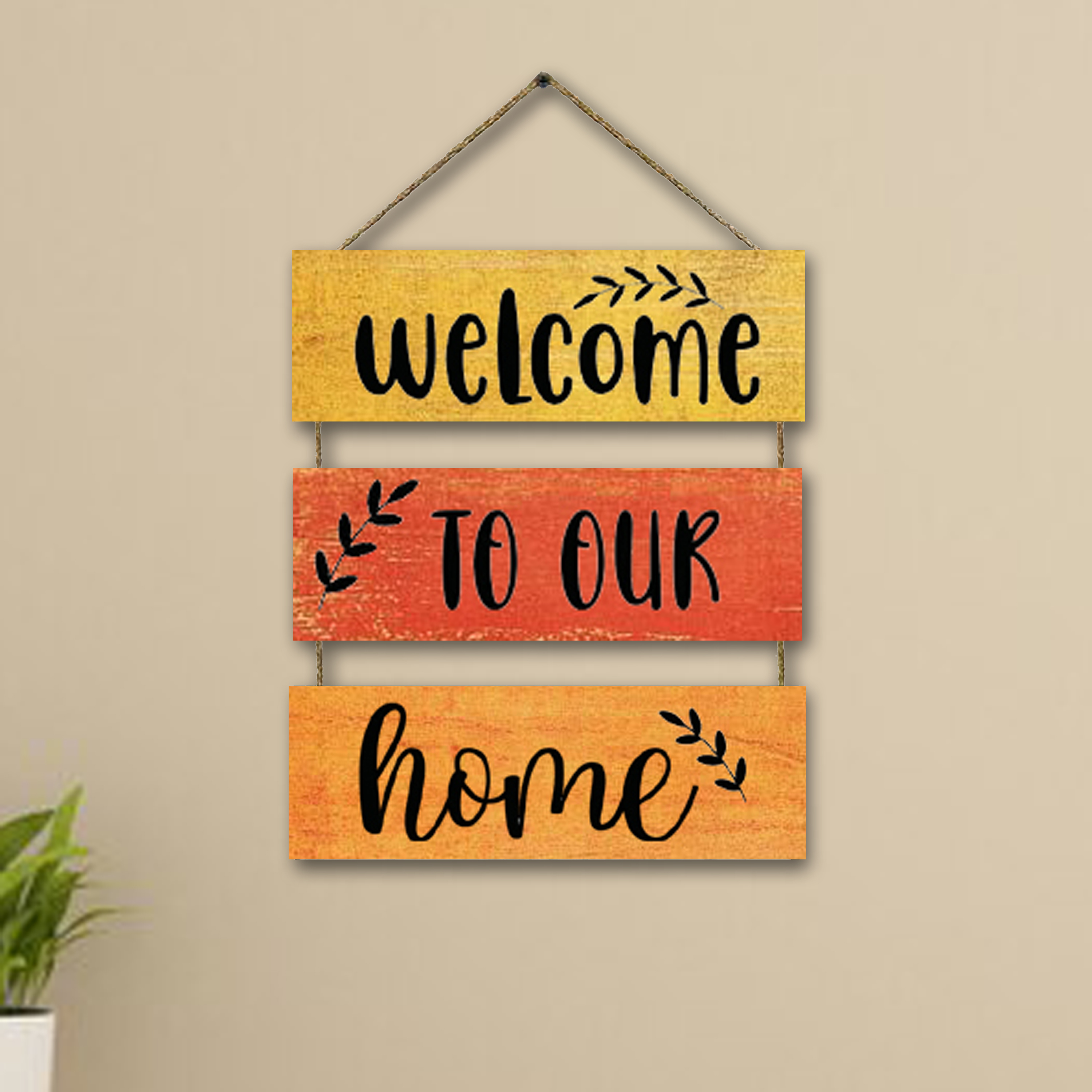 beautiful 3 step Wall Hanging welcome to our home sign Decor – Wooden Plaque | Home  and wall Decoration