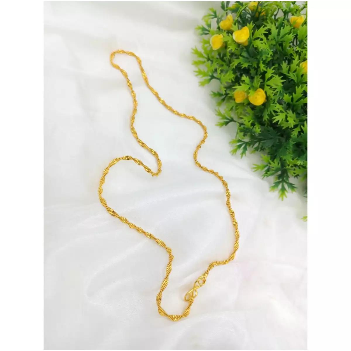 Golden simple chain design for girls and women in Rope Style Trending in Pakistan