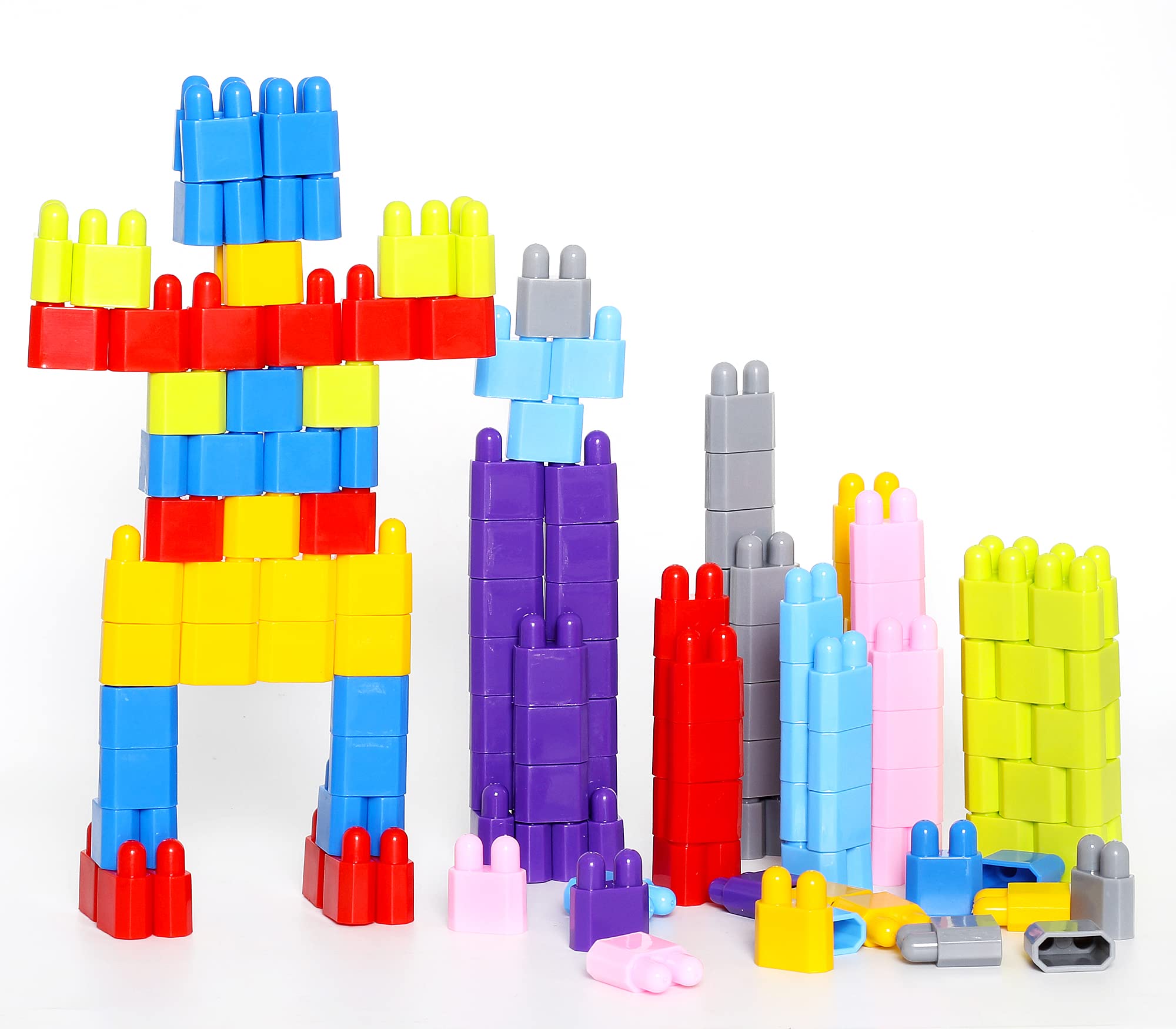 Bullet Shape Educational Building Blocks For Kids | Interlocking Plastic Smart Activity Construction Blocks Set | Robot, Pyramid, Army Tank, Rocket Etc. | Multicolour