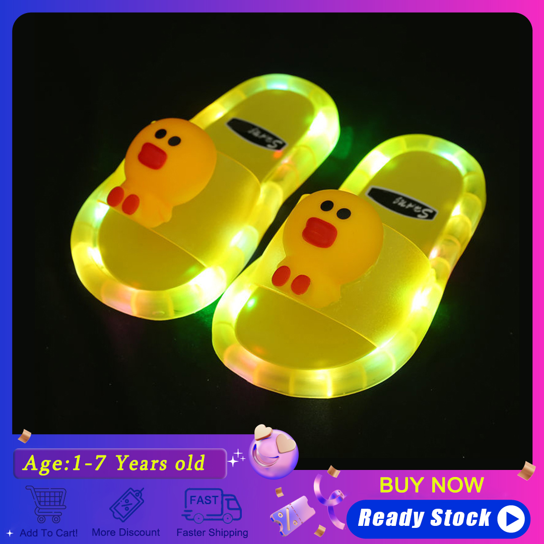 OIMG Summer Cartoon Led Light Slippers For Kids Fashion Non-Slip Unisex  House Slippers Boy'S Sandals Girl'S Sandals Lightweight Kid'S Flip Flops  Size 25-35 Aged 2-7 Years | Daraz.pk