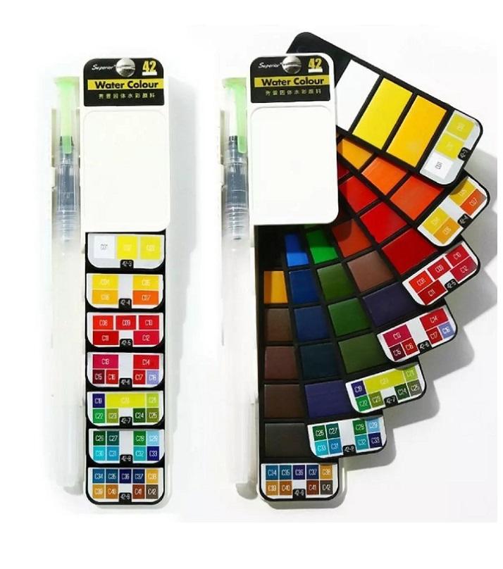 18/25/33/42 Colors Pigment Paints Set Solid Watercolor With Waterbrush