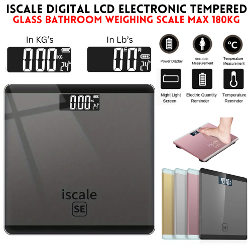 Upto 180kg iScale Weight Machine - Digital Heavy Duty Electronic Weighing Scale with Dual LED Display - Heavy Electric Weight Machine With Durable Steel Quality - For Home & Personal Use - Black/Golden/Pink/Silver