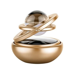Golden Color Solar Power Car Dashboard Double Ring Suspension Perfume With Crystal ball