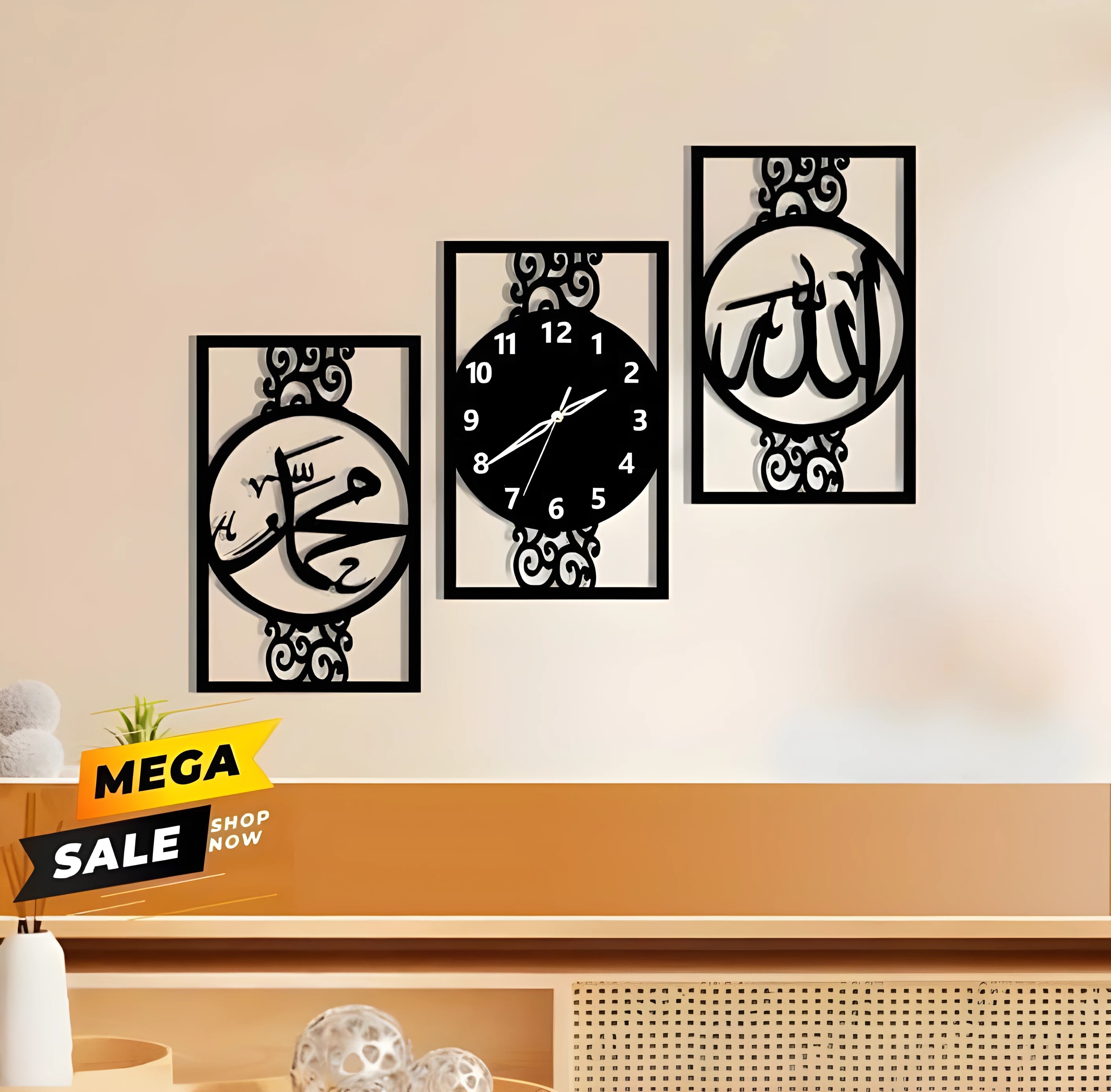 AM Mdf 3d wooden Watch Creative Love Designer Wall Art Decorative Quartz Clock Living Room Best for Gift