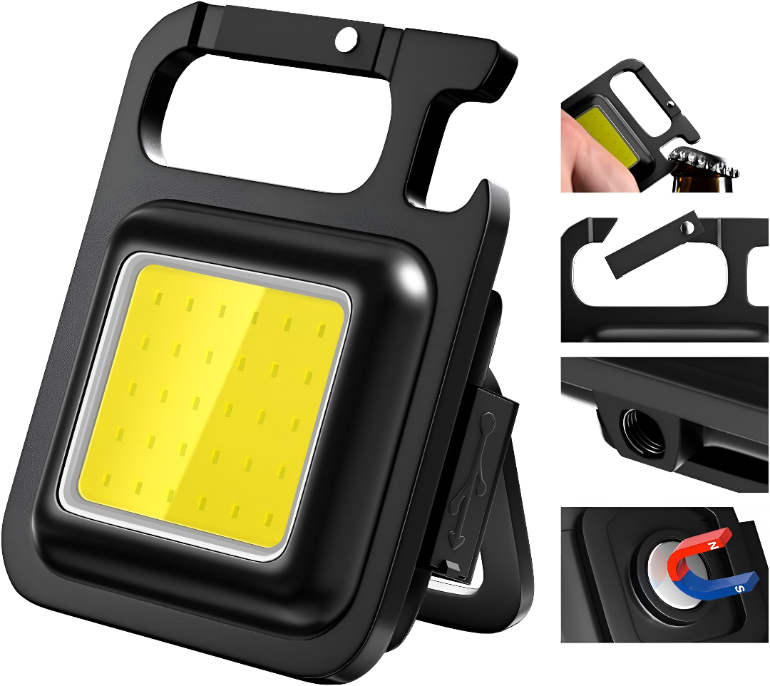 COB Flashlight, Keychain Work Light, USB Rechargeable Mini Handheld LED Light, 3 Light Modes Portable Pocket Light, Strong Magnet Outdoor Lantern for Gift, Camping Emergency Fishing