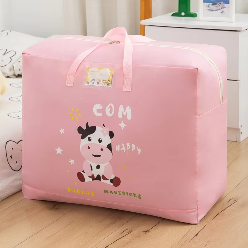 Women Handbags Luggage Foldable, Dino Storage Organizer Bag, Cartoon Pattern Double Zipper Quilt, Bedsheet, Blanket Storage Box