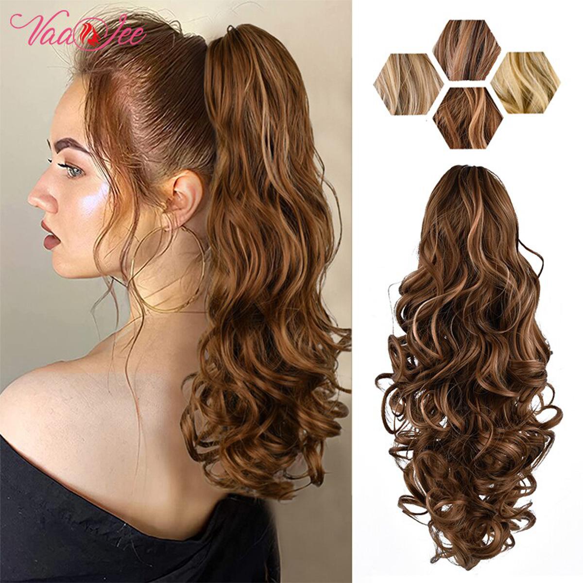Claw Clip In Ponytail Hair Extensions For Girls Light Bran