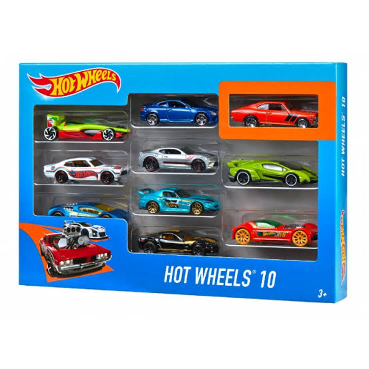 Hot Wheels 10 Cars Gift Pack Assorted Metal Cars in Fun Multicolor for Kids