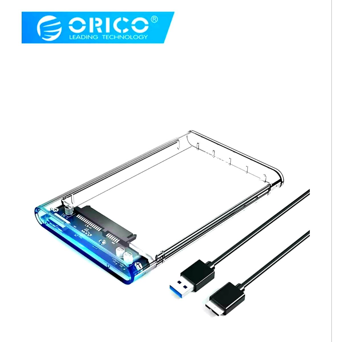 ORICO HDD/SSD Case 2.5" Inch Transparent SATA to USB 3.0 Plus, 2139U3-CR Storage Caddy For External Portable Laptop Hard Drive Kit Enclosure, 5 Gbps High Speed Super Fast Data Transfer - PC, Mobile OTG Supported