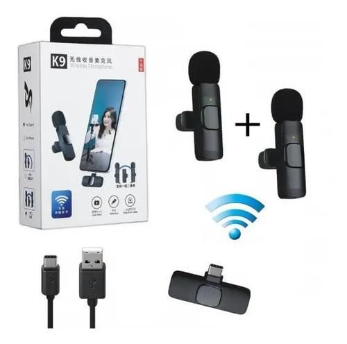 WIRELESS MIC K9 Dual Microphone Plug & Play USB Type C Plug Wireless Lavalier Microphone Mini Lapel Microphone Wireless Mic For Recording YouTube Facebook Interview Auto Sync Noise Reduction NO APP or Bluetooth Needed Dual Mic