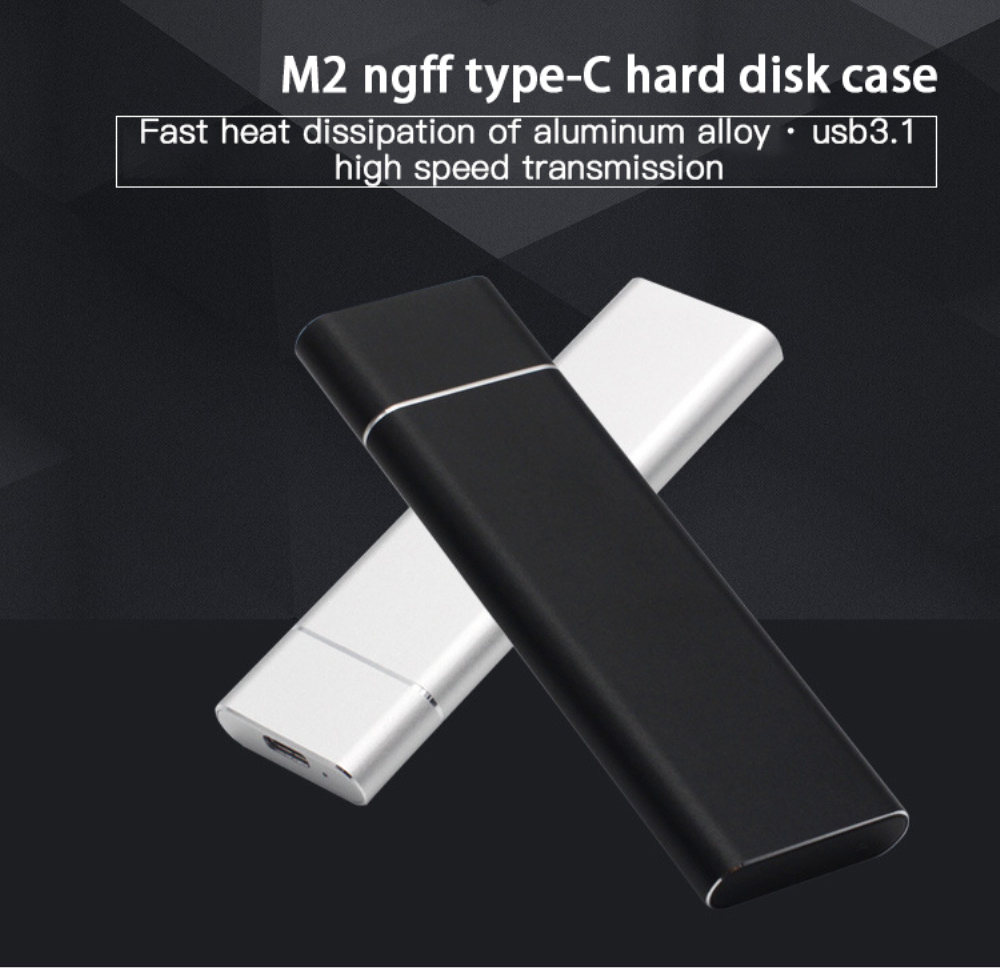 Portable USB3.1 Type-C to M.2 M Key SSD Box Solid State Drive Case