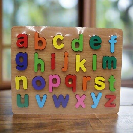 Small ABC Alphabetic Wooden Puzzle Plate for Kids - Colorful 3D Wooden Alphabet Board for Toddlers | Montessori Early Learning Toy for Letter Recognition | Preschool Educational Gift for Boys & Girls