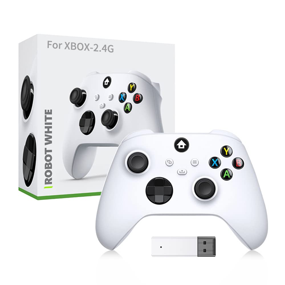 Wireless Game Controller for XBOX Serise X/S Gamepad Controller with 2.4G Wireless Receiver, Anti-skid Rocker Gaming Handle for PC Gamepad Accessories (White)