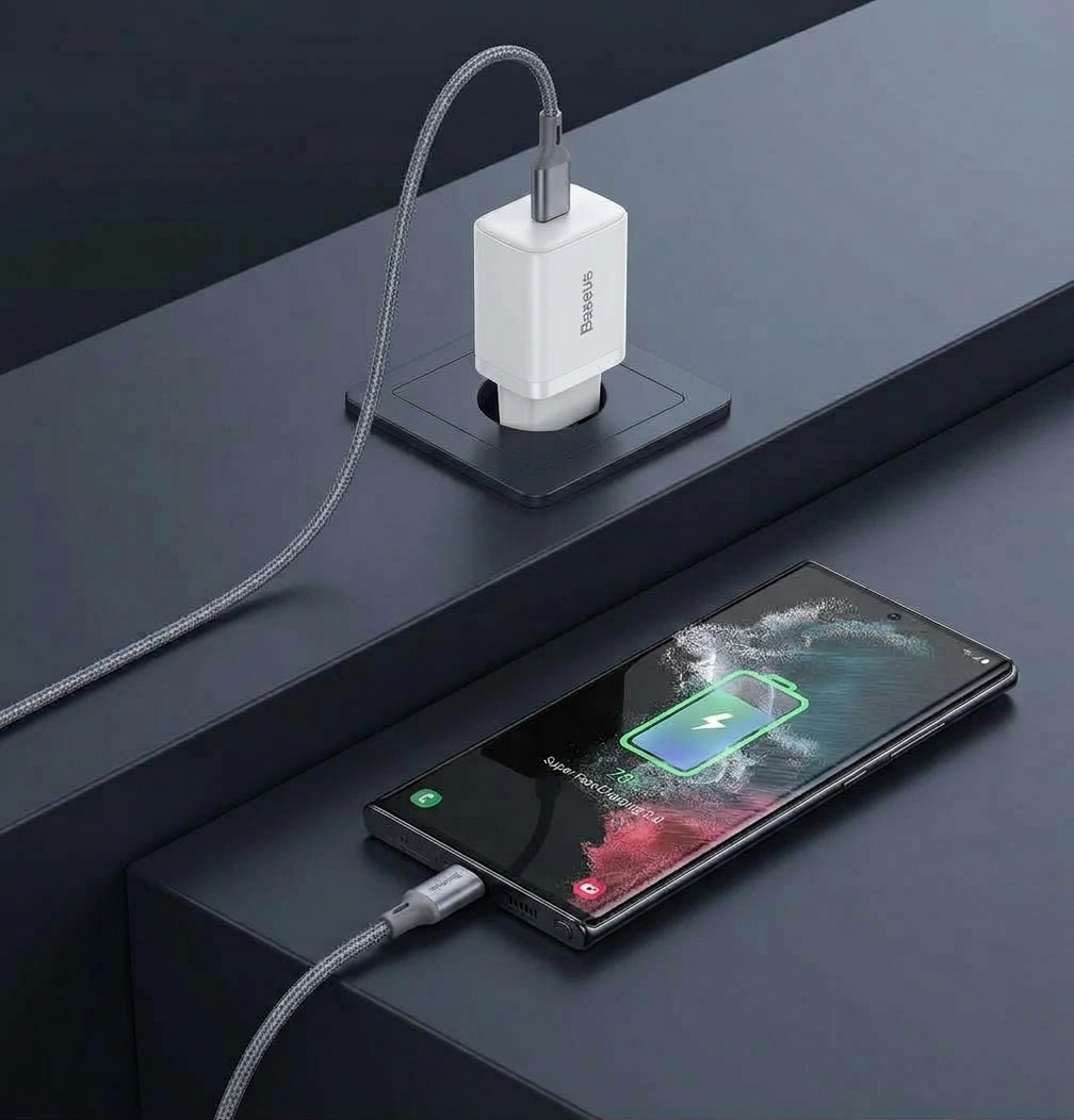 Baseus 30W PD China Laat GaN5 USB-C PPS and PD Fast Charger Adapter for Samsung Galaxy, Google Pixel All Mobiles Supported With Universal Compatibility
