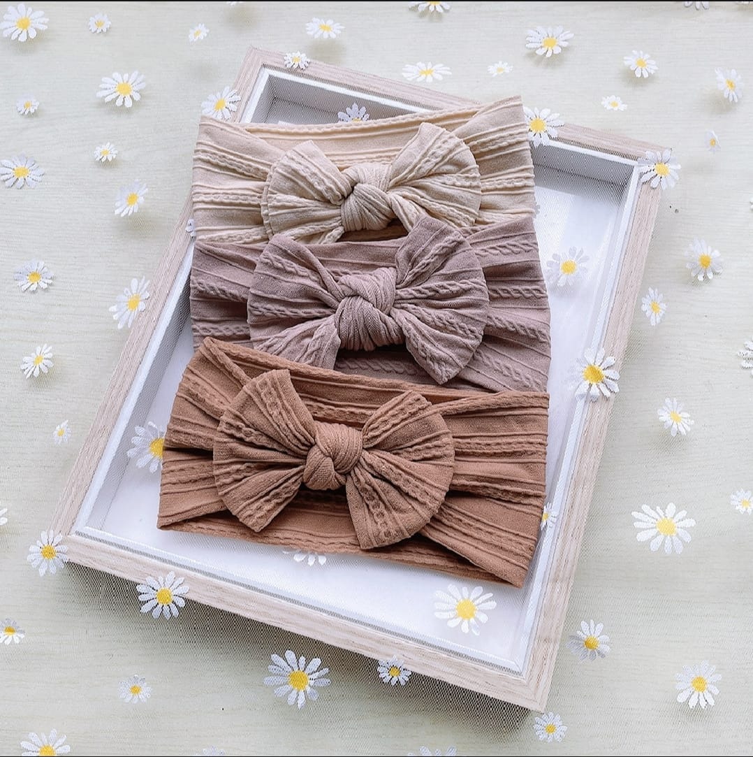 3Pcs/Set Cute Newborn Baby Headband For Girls Elastic Knit Children Turban Baby Bows Soft Nylon Kids Headwear Hair Accessories by Just Born