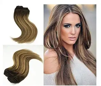 Hair Extensions 2 27 Dark Brown With Blonde Highlights Straight 30